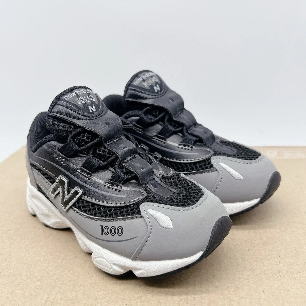 New Balance 1000 Bungee Lace Sneaker Black Gray Lace Up Size US 8.5